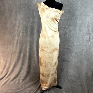 Enza Costa Maxi Dress Womens M Tie Dye Jersey Silk Blend Cowl Neck Wedding Guest